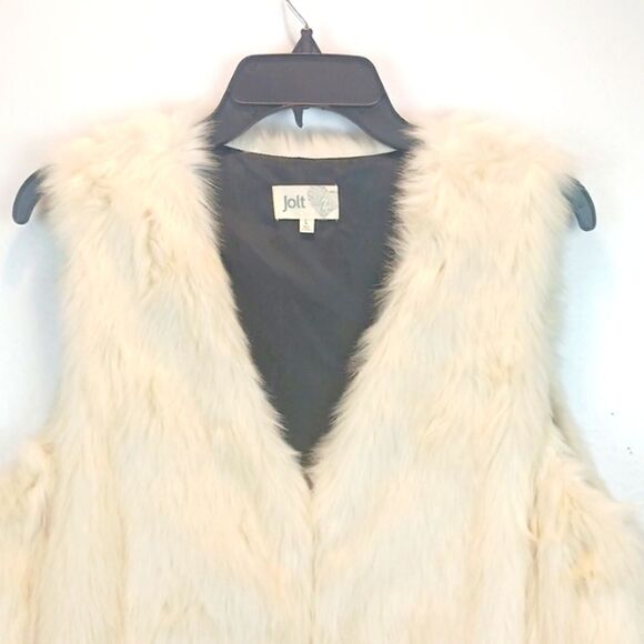 Jolt ombre cream/ chocolate brown faux fur sleeveless vest size large - Picture 3 of 10